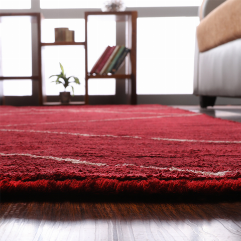 Rugsotic Carpets Hand Knotted Loom Silk Mix Area Rug Geometric