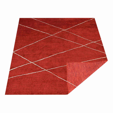 Rugsotic Carpets Hand Knotted Loom Silk Mix Area Rug Geometric