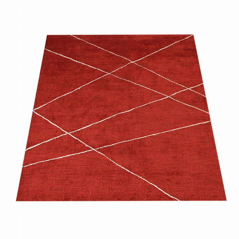 Rugsotic Carpets Hand Knotted Loom Silk Mix Area Rug Geometric