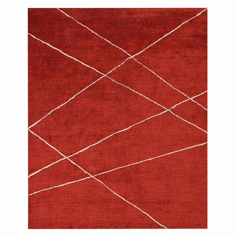 Rugsotic Carpets Hand Knotted Loom Silk Mix Area Rug Geometric