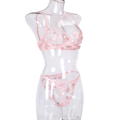 La Belle Fantastique Daisy Embroidery Sexy Lingerie (2 Piece Set)