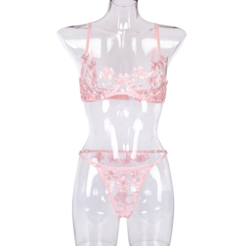 La Belle Fantastique Daisy Embroidery Sexy Lingerie (2 Piece Set)