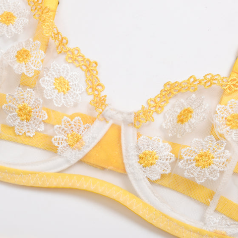 La Belle Fantastique Daisy Embroidery Sexy Lingerie (2 Piece Set)