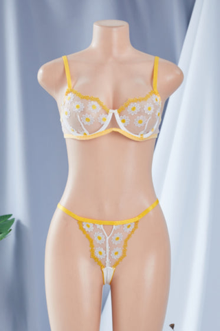La Belle Fantastique Daisy Embroidery Sexy Lingerie (2 Piece Set)