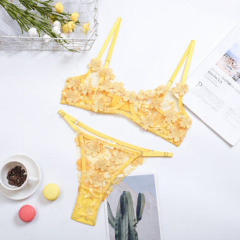 La Belle Fantastique Daisy Embroidery Sexy Lingerie (2 Piece Set)