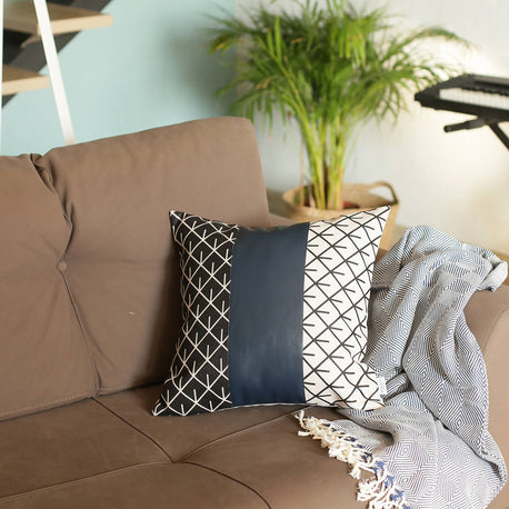 Bohemian Vegan Faux Leather Throw Pillow Covers