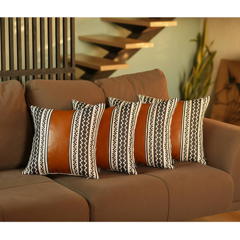 Decorative Bohemian Vegan Faux Leather Throw Pillow Covers