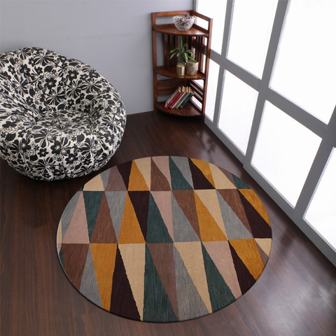 Rugsotic Carpets Hand Tufted Wool Round Area Rug Geometric