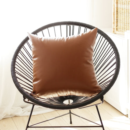 Bohemian Vegan Faux Leather Throw Pillow Covers