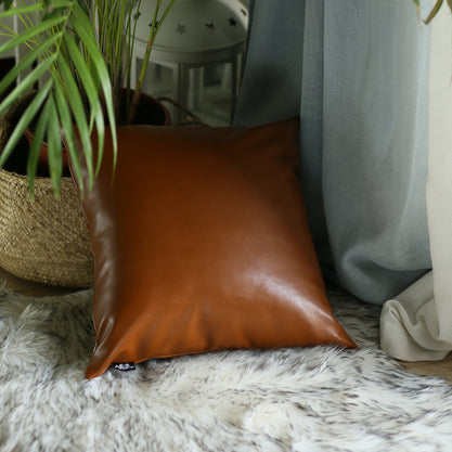 Bohemian Vegan Faux Leather Throw Pillow Covers