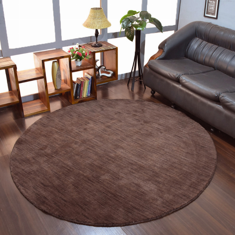 Rugsotic Carpets Hand Knotted Loom Wool Round Area Rug Solid