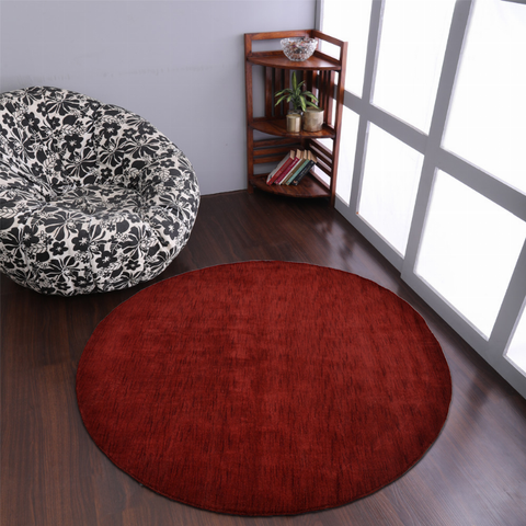 Rugsotic Carpets Hand Knotted Loom Wool Round Area Rug Solid