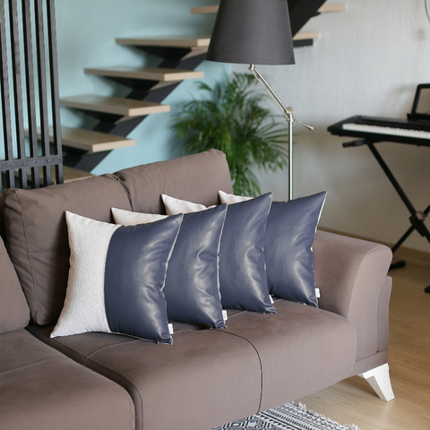 Vegan Faux Leather Detailed Throw Pillow