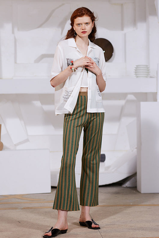 Rimless | Orange Stripe Silver Silk Pant