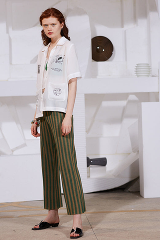 Rimless | Orange Stripe Silver Silk Pant