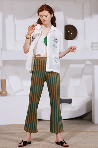 Rimless | Orange Stripe Silver Silk Pant