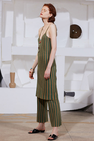 Rimless | Orange Stripe Silver Silk Pant