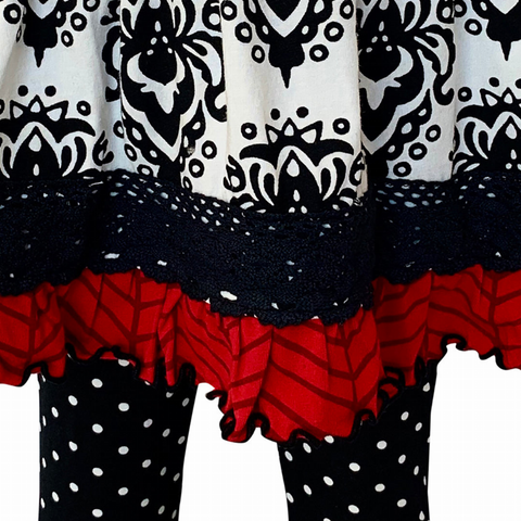 AnnLoren Girls Winter Damask Holiday Polka Dot Herringbone Dress Tunic & Leggings Set sz 2/3T-9/14