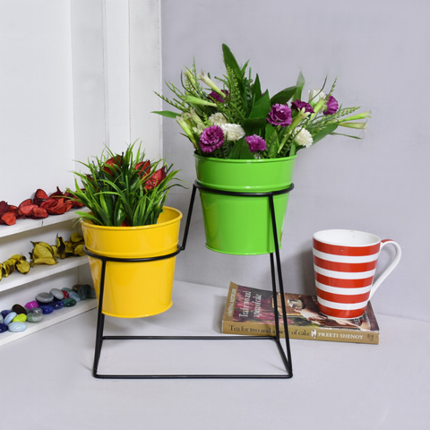 Handmade 100% Iron Round Modern Coated Color Planters Pot