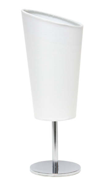Simple Designs Mini Chrome Table Lamp with Angled Fabric Shade