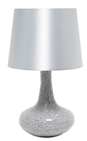 Simple Designs Mosaic Tiled Glass Genie Table Lamp with Fabric Shade