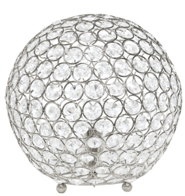 Elegant Designs Elipse 10 Inch Crystal Ball Sequin Table Lamp