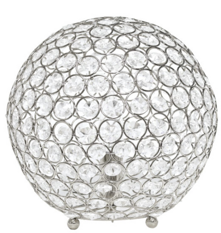 Elegant Designs Elipse 10 Inch Crystal Ball Sequin Table Lamp