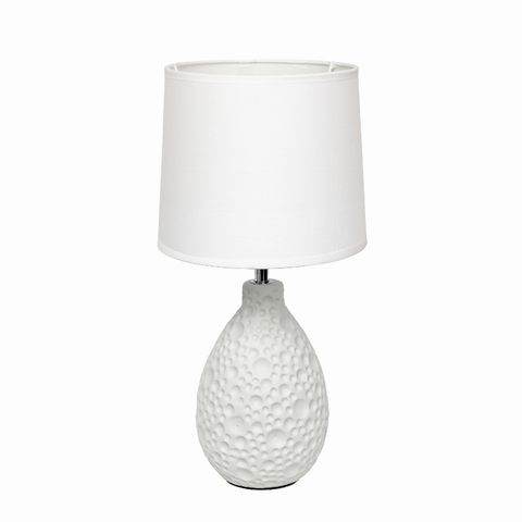 Simple Designs Textured  Stucco Ceramic Oval Table Lamp