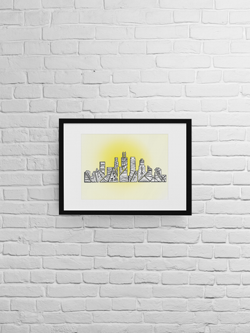 Chicago Skyline with Neighborhoods Wall Art Print