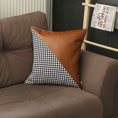 Boho-Chic Vegan Faux Leather Throw Pillow
