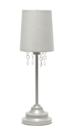 Simple Designs 		Table Lamp with Fabric Shade and Hanging Acrylic Beads
