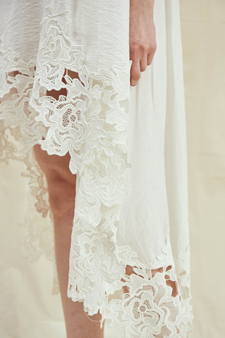 Rimless | White Embroidered Wide-hem Dress