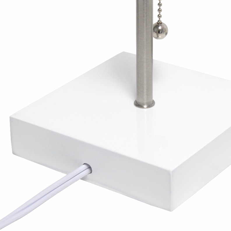 Simple Designs Petite White Stick Lamp with USB Charging Port and Fabric Shade 2 Pack Set