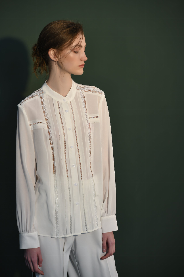 Fangyan| White Whale Silk Blouse