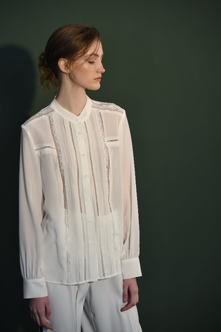 Fangyan| White Whale Silk Blouse