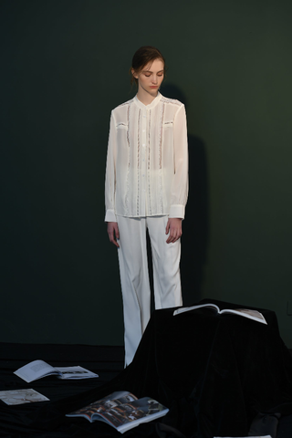 Fangyan| White Whale Silk Blouse