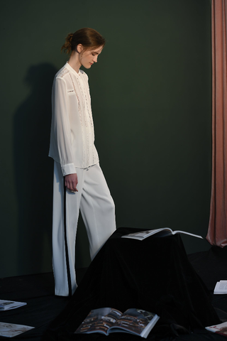 Fangyan| White Whale Silk Blouse