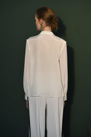 Fangyan| White Whale Silk Blouse