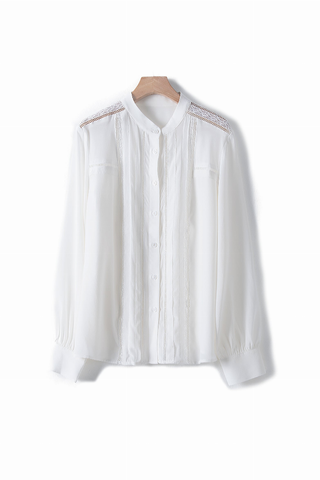 Fangyan| White Whale Silk Blouse