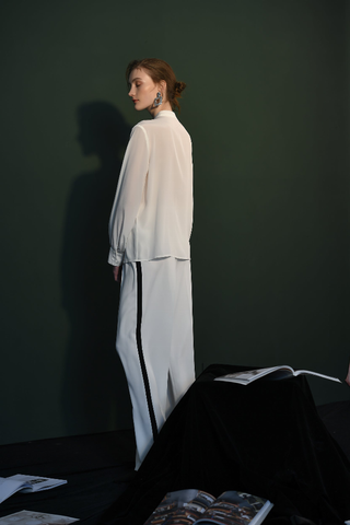 Fangyan| White Whale Silk Blouse
