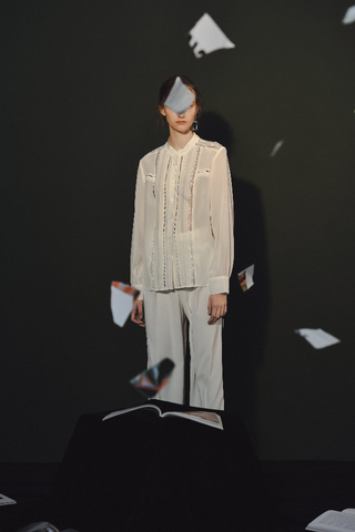 Fangyan| White Whale Silk Blouse