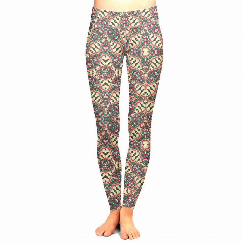 Multicolor Floral Leggings with Control Top - 3/4 Length