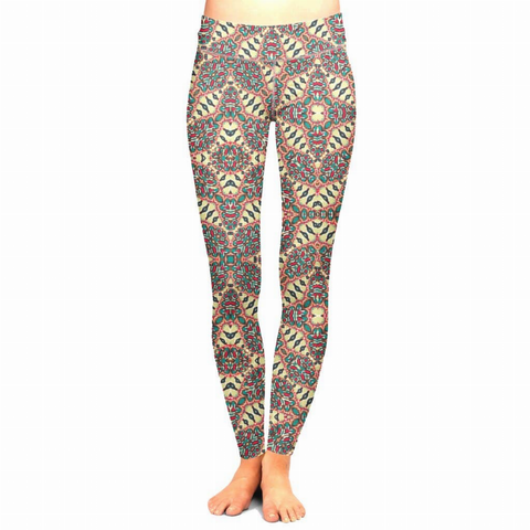 Multicolor Floral Leggings with Control Top - 3/4 Length