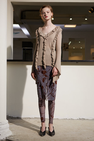 Rimless | Grey Sheer-chiffon Floral Skirt