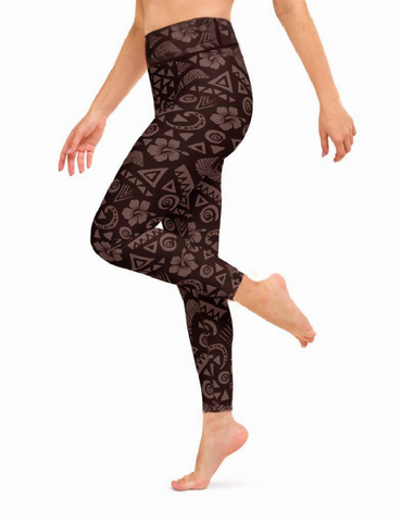 Black floral leggings with control top