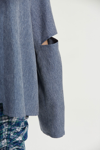 Fussed | Stone Blue Comfy-style Drop Shoulder Top