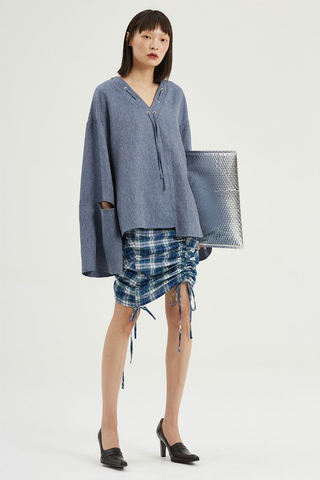 Fussed | Stone Blue Comfy-style Drop Shoulder Top