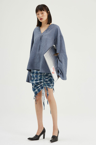 Fussed | Stone Blue Comfy-style Drop Shoulder Top