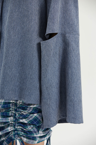 Fussed | Stone Blue Comfy-style Drop Shoulder Top