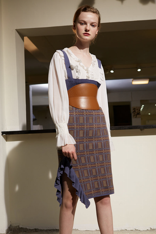 Rimless | High Waisted Overall Strapped Knitted Dress